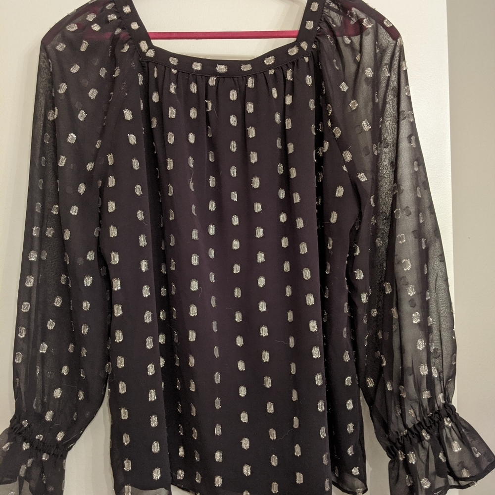 Popular holiday blouse Talbots black and silver